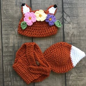 Flower Crown Fox Outfit for Newborn Photos